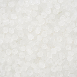 White Glass Seed Beads, Frosted Colors, Round, White, 3mm