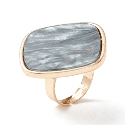 Slate Gray Adjustable Resin Platette Rings, with Alloy Finger Ring, Nail Art Tool, for Acrylic UV Gel Polish Foundation Mixing, Rhombus, Slate Gray, US Size 7 3/4(17.9mm), 4~5mm, Platette: 34x34mm