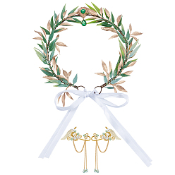 Зеленый Пластиковые повязки на голову и наборы алюминиевых сережек, с подвесками из акрилового сплава, украшенными стразами., железная проволока, Полиэфирная лента, зелёные, внутренний диаметр: 145x155 мм