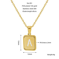 Letter A 304 подвеска в форме прямоугольника из нержавеющей стали с полыми буквами, ионное покрытие (ip), матовый стиль, реальный 18 k позолоченный, буква a, 17.72 дюйм (45 см)