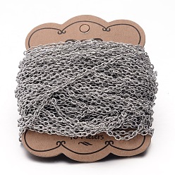 Couleur Acier Inoxydable 304 chaînes de câbles en acier inoxydable, , soudé, ovale, pour la fabrication de bijoux, couleur inox, 4x3x0.8mm