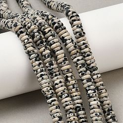 Далматинских Джаспер Природные яшмы далматин бисер нитей, рондель, 6x2 мм, отверстие : 1 мм, около 164~166 шт / нитка, 15.16'' (38.5 см)