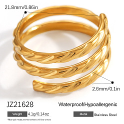 Twist 304 открытые кольца манжеты из нержавеющей стали, золотые, твист, внутренний диаметр: 21.8 мм