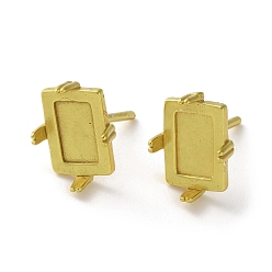Золотой Латунные серьги, долговечный, стойки покрытие, прямоугольные, золотые, 19x14.5x19 мм, штифты : 1.2x14 мм