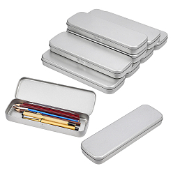 Platinum Tinplate Pen Bag, Stationery Storage Boxes for Pens, Pencils, Rectangle, Platinum, 205x66x23mm