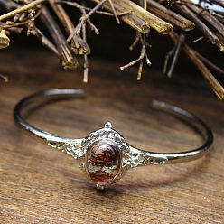 Gemstone Браслеты-манжеты с драгоценными камнями, платиновый латунный браслет, внутренний диаметр: 2-1/2 дюйм (6.5 см)