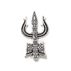 Античное Серебро Сплавочные подвески тибетского стиля, без кадмия и без свинца, трезубец, античное серебро, 27.5x16x5.5 мм, отверстие : 1.5x4.5 мм, 434 шт / 1000 г
