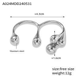Нержавеющая Сталь Цвет Палец кольца из нержавеющей стали, для женщин, слеза, цвет нержавеющей стали, размер США 7 (17.3 мм)