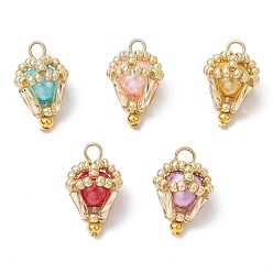 (52) Непрозрачная лаванда Стеклянные жемчужные подвески, подвески на воздушном шаре, со стеклянными бусинами и 304 петлями из нержавеющей стали, разноцветные, 18~19x12~13 мм, отверстие : 2~3 мм