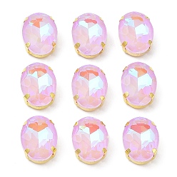 Фиолетовый Мокко(мк) овал пришить по стразам, многожильных ссылки, с золотыми тонами латунных зубьев, аксессуары для одежды, фиолетовые, 18x13x7 мм, отверстие : 1.2 мм