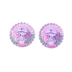 Jellyfish Плоские круглые кабошоны из смолы на тему океана, медуза, 33.5~34.5x9~11.5 мм