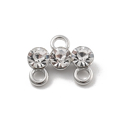 Платина Латунная микропаве прозрачная кубическая циркония люстра компоненты ссылка, без кадмия, без никеля и без свинца, 3 Разъемы петли, платина, 10.5x12.5x3.5 мм, отверстие : 2 мм