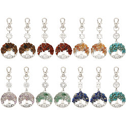 Античное Серебро 14 шт. 7 стили чакра натуральные и синтетические драгоценные камни бусины и сплав древо жизни подвески украшения, с поворотными застежками когтя омара, античное серебро, 90 мм, 2 шт / стиль