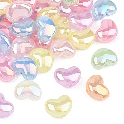 (52) Непрозрачная лаванда Непрозрачные акриловые бусины с УФ-покрытием, радужный, сердце, разноцветные, 15.5x21x10.5 мм, отверстие : 2.5 мм
