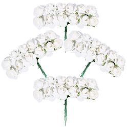 White 144Pcs Paper Artificial Rose Flower, for DIY Crafts Home Festival Decorative Party Decoration, White, 83x18x9mm