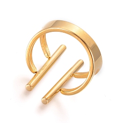 Golden Unisex 304 Stainless Steel Finger Rings, Cuff Rings, Open Rings, Golden, Size 7, 17mm