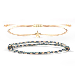 (52) Непрозрачная лаванда 2комплект регулируемых браслетов, Подвеска в виде латунной звезды и украшения из плетеного хлопка и полиэстера для пары., разноцветные, 11.02 дюйм (28 см)