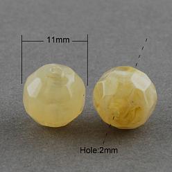 Светло-хаки Акриловые бусины, Стиль имитация драгоценных камней, граненые, круглые, светлый хаки, 11 мм, Отверстие : 2 мм , около 540 шт / 500 г