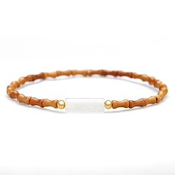 Белый Нефрит Браслеты-колонны из натурального белого нефрита, Эластичные браслеты ручной работы из бамбука с оливковой косточкой и бисером для женщин и мужчин, 7-7/8 дюйм (20 см)