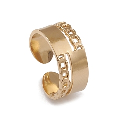 Настоящее золото 14K Ионное покрытие (ip) 304 бордюрные цепи из нержавеющей стали формируют открытые манжеты для женщин, реальный 14 k позолоченный, размер США 6 (16.5 мм)