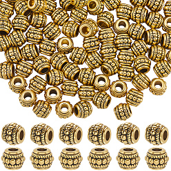 Античное Золото 150шт. тибетские серебряные бусины, без кадмия, без никеля и без свинца, баррель, античное золото , 8x6.5 мм, отверстие : 3.5 мм