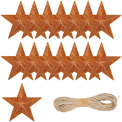 Сиена Звездная ржавчина железо большие подвески, с джутовым шнуром, цвет охры, 95x97x9 мм, отверстие : 1.6 мм, 16 шт