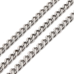 Нержавеющая Сталь Цвет Устойчивые к потускнению 304 кубинские звенья из нержавеющей стали, несварные, с катушкой, цвет нержавеющей стали, 6x4.5x2 мм, около 32.81 футов (10 м) / рулон