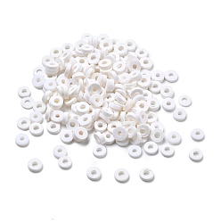 White (Defective Closeout Sale: Yellowing), Handmade Polymer Clay Beads, Heishi Beads, for DIY Jewelry Crafts Supplies, Disc/Flat Round, White, 4x1.2mm, Hole: 1.4mm, about 16666pcs/500g