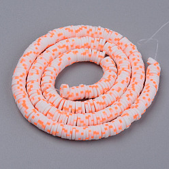 Light Salmon Handmade Polymer Clay Beads Strands, for DIY Jewelry Crafts Supplies, Heishi Beads, Disc/Flat Round, Light Salmon, 6x0.5~1mm, Hole: 1.8mm, about 320~447pcs/strand, 15.75 inch~16.14 inch(40~41cm)