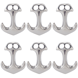 Нержавеющая Сталь Цвет 6шт. 304 застежки-крючки из нержавеющей стали, для изготовления кожаных браслетов, якорь, цвет нержавеющей стали, 31x24x6 мм, отверстие : 5x5 мм