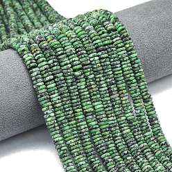 Зеленый Нити бусин из натуральной матовой яшмы сезама, рондель, зелёные, 6x2 мм, отверстие : 1 мм, около 150~160 шт / нитка, 14.57~14.96'' (37~38 см)
