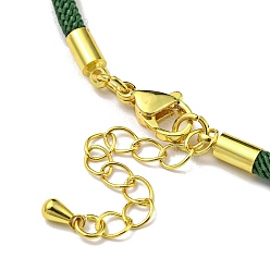 Green Nylon Cords Bracelet Makings Fit for Connector Charms, with Brass Findings and 304 Stainless Steel Lobster Claw Clasps, Long-Lasting Plated, Green, 6-1/2~6-3/4 inch(16.5~17cm), Hole: 1.8mm