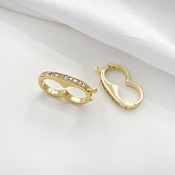 Золотой Застежки-твистеры из латуни с микропейвом и прозрачным фианитом, для изготовления украшений из жемчуга, золотые, 19x11x2 мм