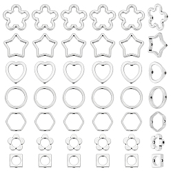 Античное Серебро 140шт 7 стили сплав бусины рамка, разнообразные, античное серебро, 8~16x8~16.5x2~3 мм, отверстие : 1~1.6 мм, 20 шт / стиль