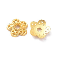 Matte Gold Color Rack Plating 5-Petal Alloy Bead Cap, Cadmium Free & Lead Free & Nickle Free, Flower, Matte Gold Color, 11.5x2.5mm, Hole: 2.5mm
