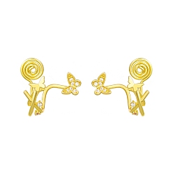 Light Gold Латунные серьги-манжеты из прозрачного кубического циркония, бабочка, золотой свет, 21 мм