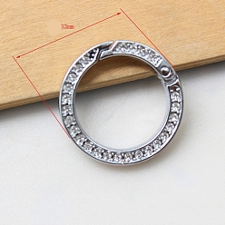 Платина Пружинные кольца со стразами из сплава и кристаллами, кольцо, платина, 33 мм