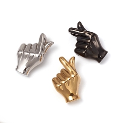 Mixed Color 304 Stainless Steel ASL Pendants, Gesture for Finger Heart, Mixed Color, 33.5x22x13mm, Hole: 6x6mm
