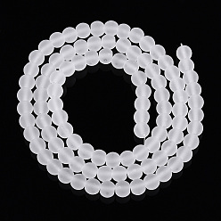 Clear Transparent Glass Beads Strands, Frosted, Round, Clear, 4~4.5mm, Hole: 0.8mm, about 97~99pcs/strand, 14.76 inch~14.96 inch(37.5~38cm)