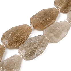 Клубничный Кварц Нити бусин из натурального золотого клубничного кварца, Грановитая Teardrop, 36~40x24~26x9.5~10.5 мм, отверстие : 2 мм, около 9 шт / нитка, 14.96'' (38 см)