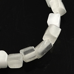 Белый Кот глаза стеклянные бусинки пряди, чип, белые, 3~6x3~5x2~4 мм, отверстие : 1 мм, около 512 шт / нитка, 32.6 дюйм