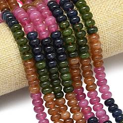 Разноцветный Натуральный Malaysia нефритовые бусы пряди, окрашенная и подогревом, рондель, красочный, 8~8.5x4.5~5.5 мм, отверстие : 0.9~1 мм, около 74~76 шт / нитка, 15.08''~15.35'' (38.3~39 см)
