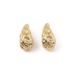 Настоящее золото 18K Латунные бусины, кованая текстурированная каплевидная форма, реальный 18 k позолоченный, 6.5x3.5x3.5 мм, отверстие : 1.5 мм