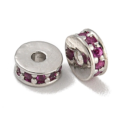 Средний Фиолетово-красный Стойки обшивки латунь микро проложить кубического циркония бусы, без свинца и без кадмия, долговечный, платина, круглые, средне фиолетовый красный, 5x2 мм, отверстие : 1.5 мм