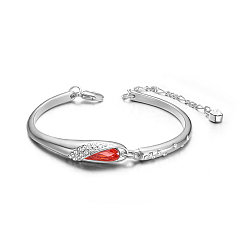 Hyacinth Alloy Link Bracelets, with Micro Pave Cubic Zirconia Wing and Austrian Crystal, Hyacinth, 6-3/4 inch(170mm)