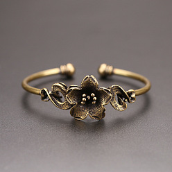 Античная Бронза Латунь манжеты браслеты, браслеты с крутящим моментом для женщин, цветок, античная бронза, внутренний диаметр: 2.60 дюйм (6.6 см), ширина 22мм