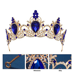 Капри Синий Сплав со стразами резинки для волос, корона для волос невесты, Капри синий, 60x135 мм