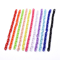 (52) Непрозрачная лаванда Непрозрачные акриловые кабельные цепи ручной работы, разноцветные, 15x9x3 мм, 39.37 дюйм (1 м) / прядь