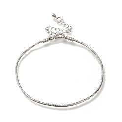 Платина Латунные змея цепи браслеты, платина, 7.68 дюйм (19.5 см)