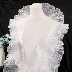 Белый 10 ярдов прозрачного полиэстера с плиссированной кружевной отделкой, кружевная лента с рюшами для аксессуаров к одежде, белые, 5-7/8 дюйм (150 мм)